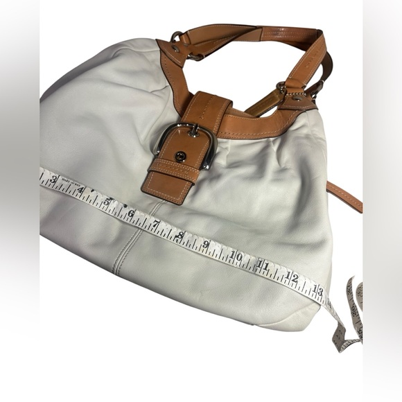Coach Soho Small Leather Hobo Bag White Tan Buckle Shoulder Bag - Picture 3 of 12